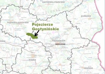 Pojezierze Gostyniskie na tle wojewdzw: mazowieckiego i kujawsko-pomorskiego/ Podkad mapy: Geoportal