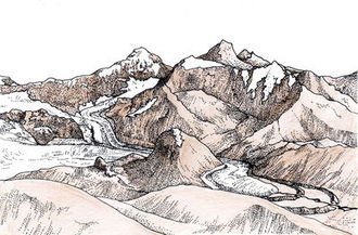 Schemat lodowca alpejskiego/ projekt: Sawomir Lamparski, rysunek: Halina Galera