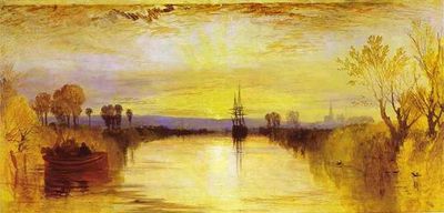 Chichester Canal na obrazie Turnera swój koloryt zawdzięczał podobno dużej ilości popiołów w atmosferze/Źródło: Wikipedia