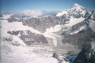 Lodowiec typu alpejskiego. Okolice Matterhornu. Alpy/ autor: Sławomir Lamparski